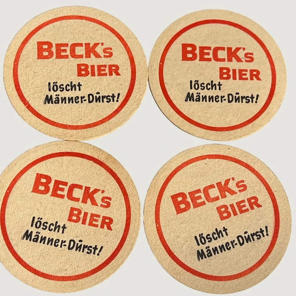 Beck's Bier Vintage Beer Coasters Set of 4 Tan World Landmarks German Barware